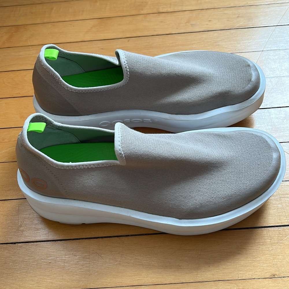 OOFOS Women's Athletic Shoes in Taupe and Green